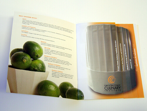 Saddle stitched booklet with staggered panels